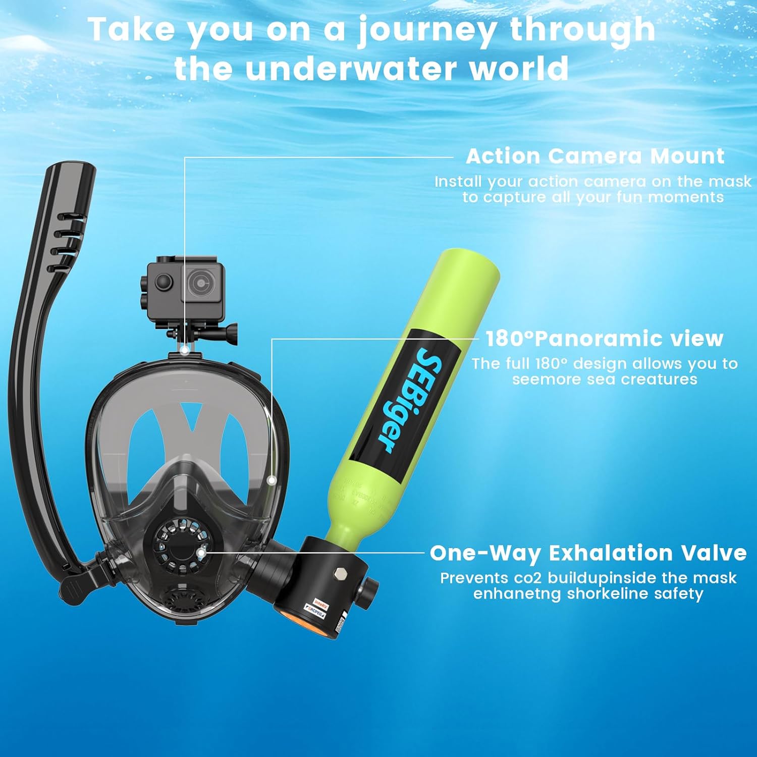 Mini Tanque de Buceo de 0.5L c - Snorkel Set reseña y precio
